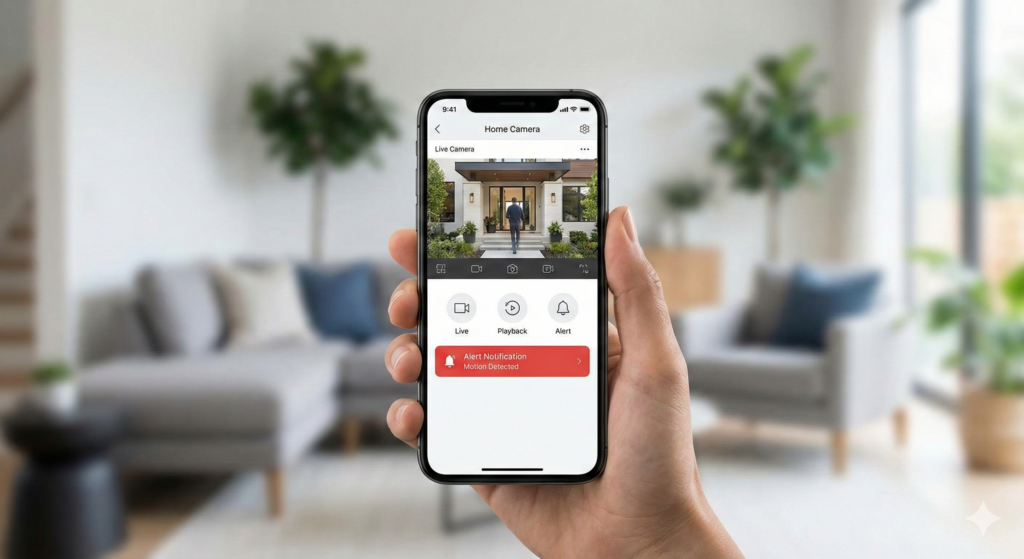 Application smartphone vidéosurveillance maison vacances